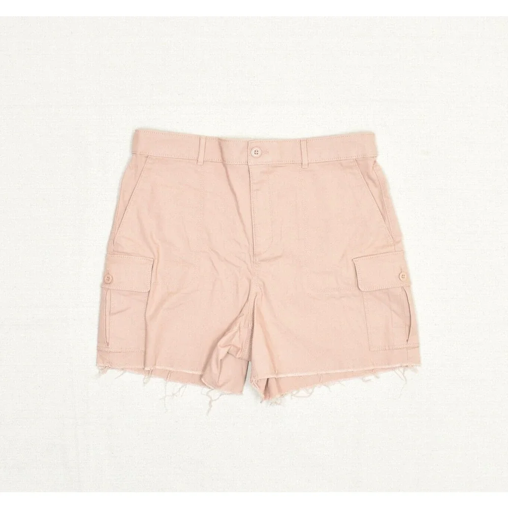 Loft Women Cargo Shorts Zip Solid Pockets Cotton Pink Size 8